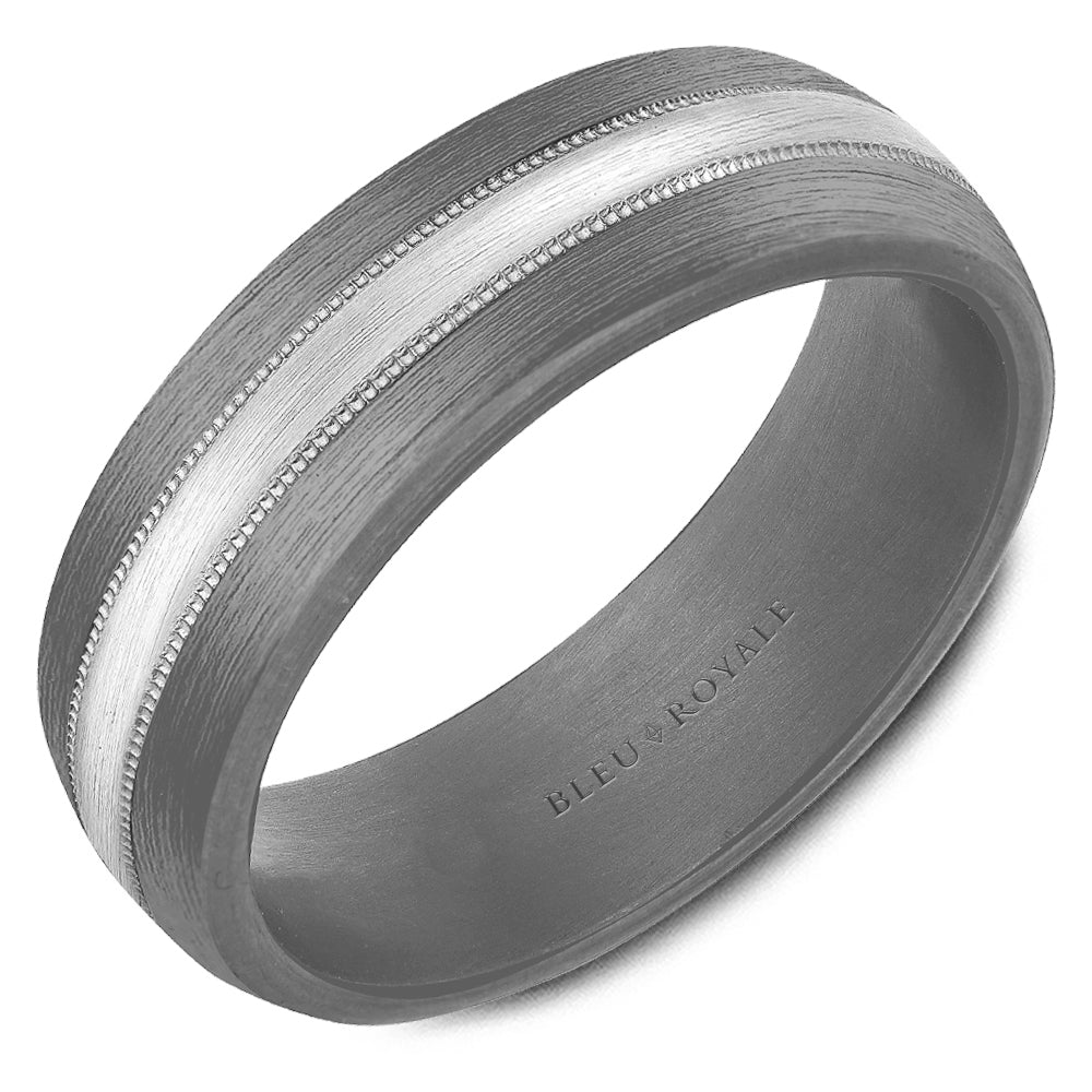 Bleu Royale Wedding Band 7.00mm 14k/Tantalum