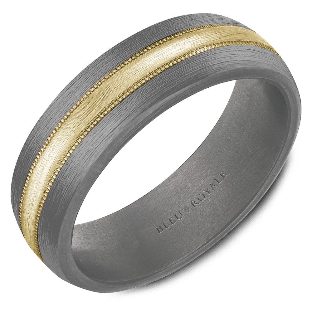 Bleu Royale Wedding Band 7.00mm 14k/Tantalum