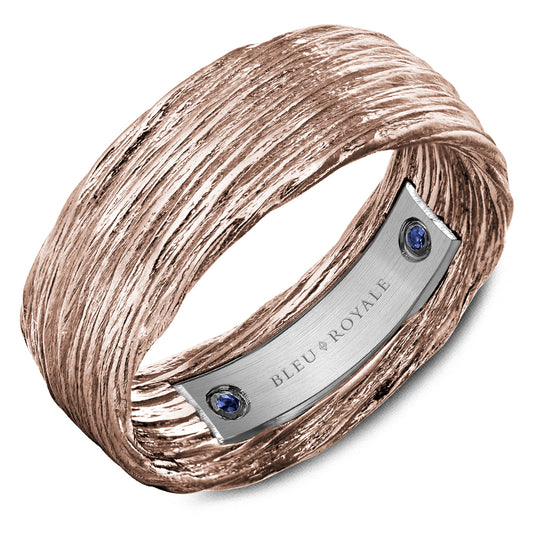 Bleu Royale Distinct Wedding Band 8.00mm Rose and White 18k Gold