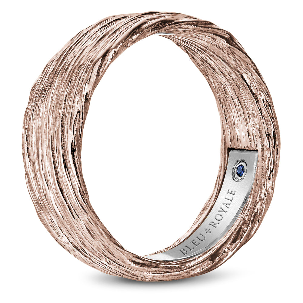 Bleu Royale Distinct Wedding Band 8.00mm Rose and White 18k Gold