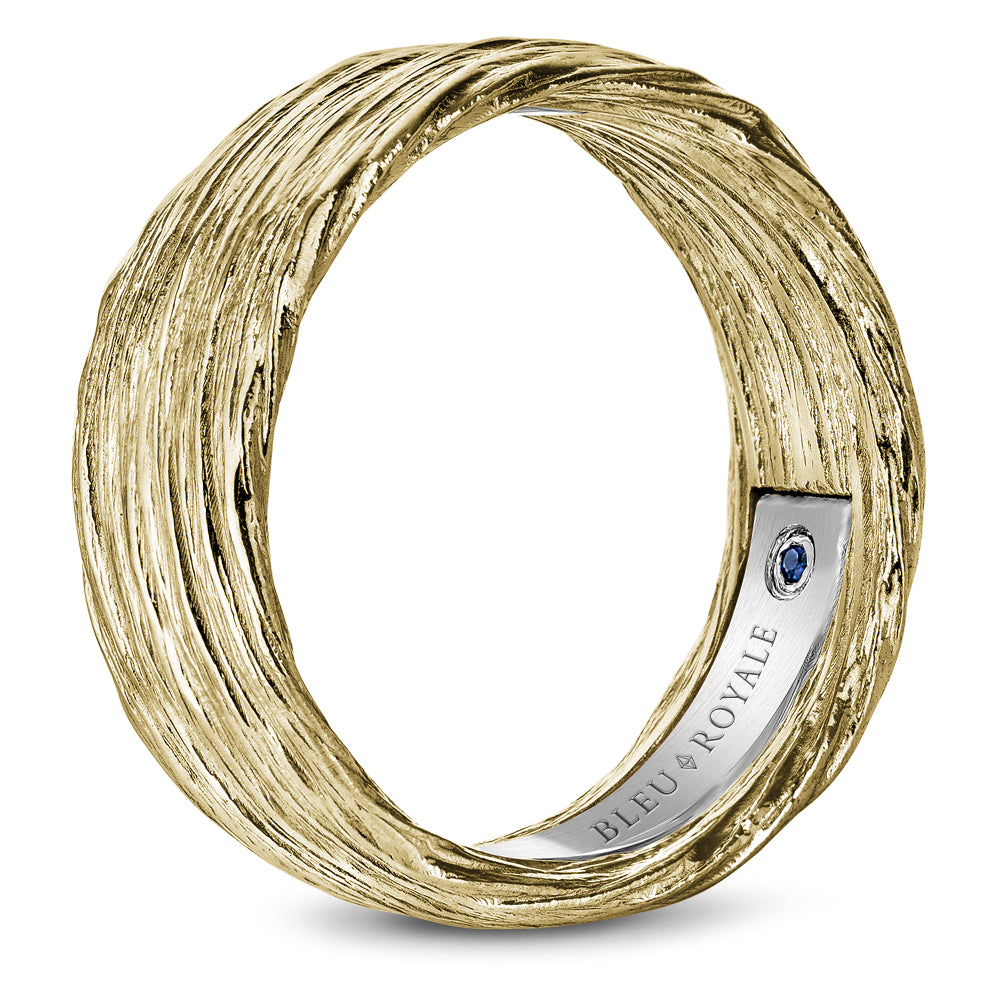 Bleu Royale Distinct Wedding Band 8.00mm Y&W 18k Gold With 4 RD TCW 0.03ct