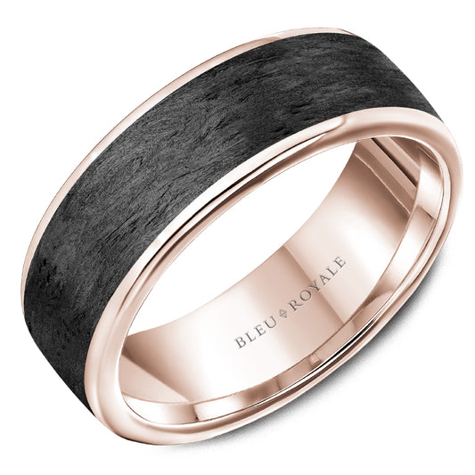 Bleu Royale Distinct Wedding Band 7.50mm 18k & Forged Carbon Fiber