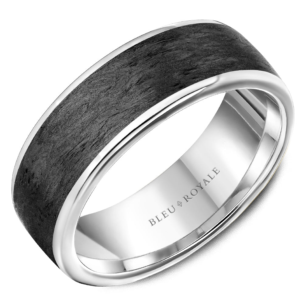 Bleu Royale Distinct Wedding Band 7.50mm 18k & Forged Carbon Fiber