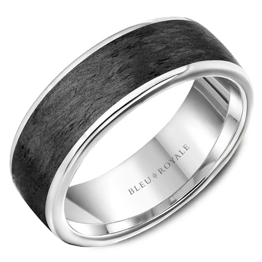 Bleu Royale Distinct Wedding Band 7.50mm Platinum 950 & Forged Carbon Fiber