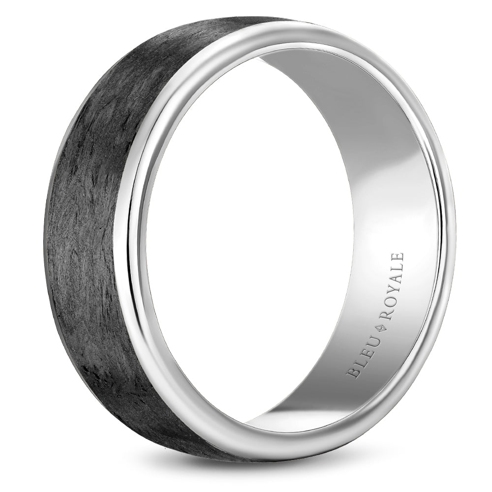 Bleu Royale Distinct Wedding Band 7.50mm Platinum 950 & Forged Carbon Fiber