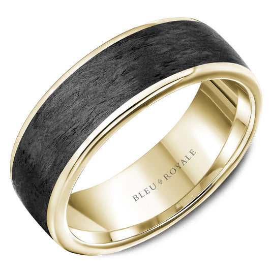 Bleu Royale Distinct Wedding Band 7.50mm 18k & Forged Carbon Fiber