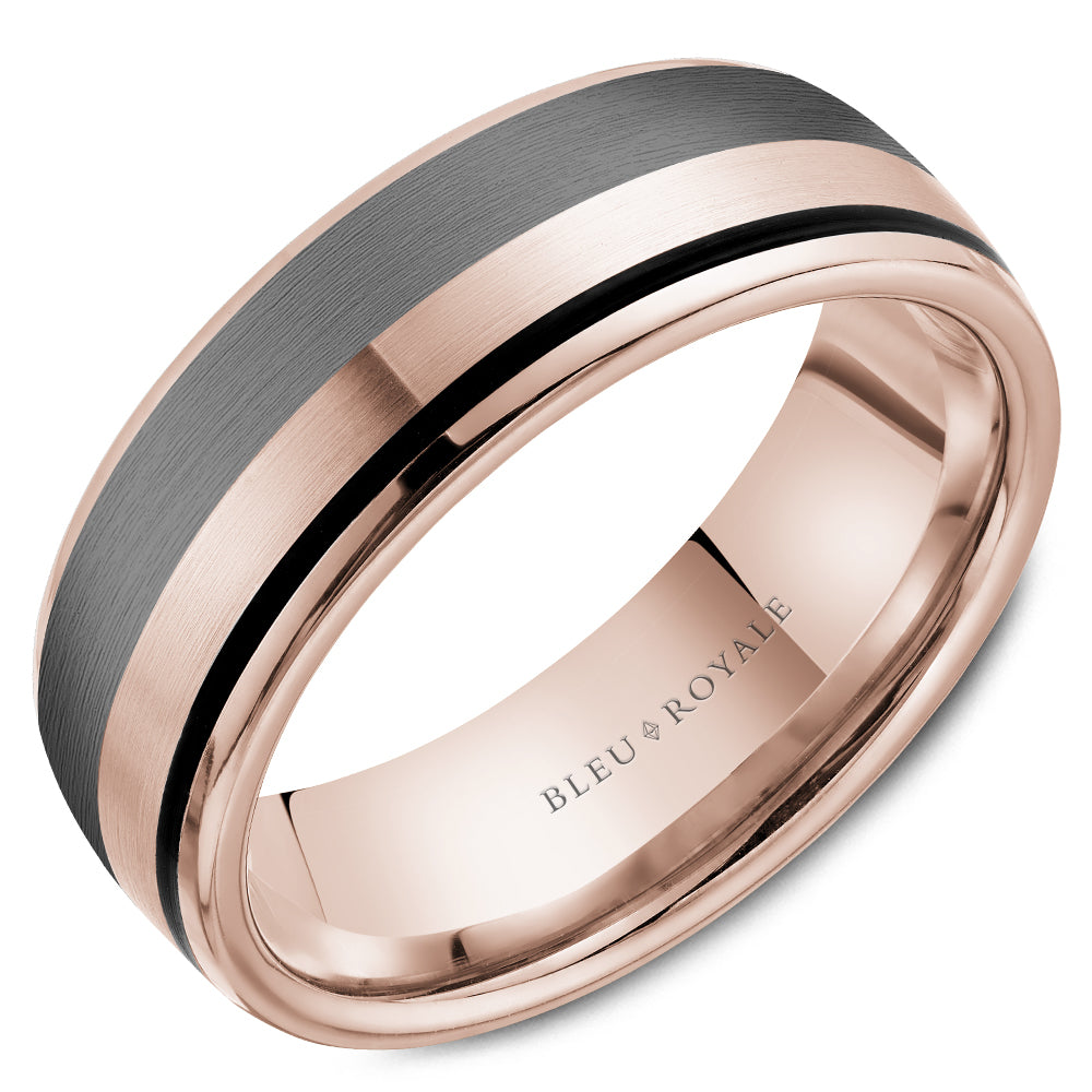 Bleu Royale Wedding Band 7.50mm 18k/Tantalum/Enamel