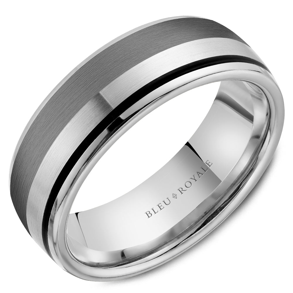 Bleu Royale Wedding Band 7.50mm 14k/Tantalum/Enamel
