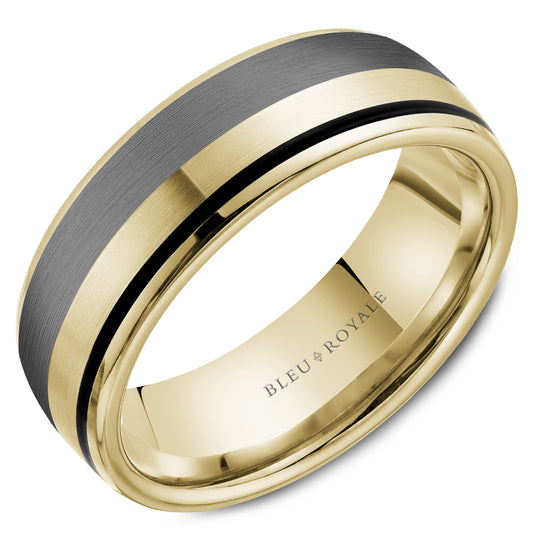 Bleu Royale Wedding Band 7.50mm 14k/Tantalum/Enamel