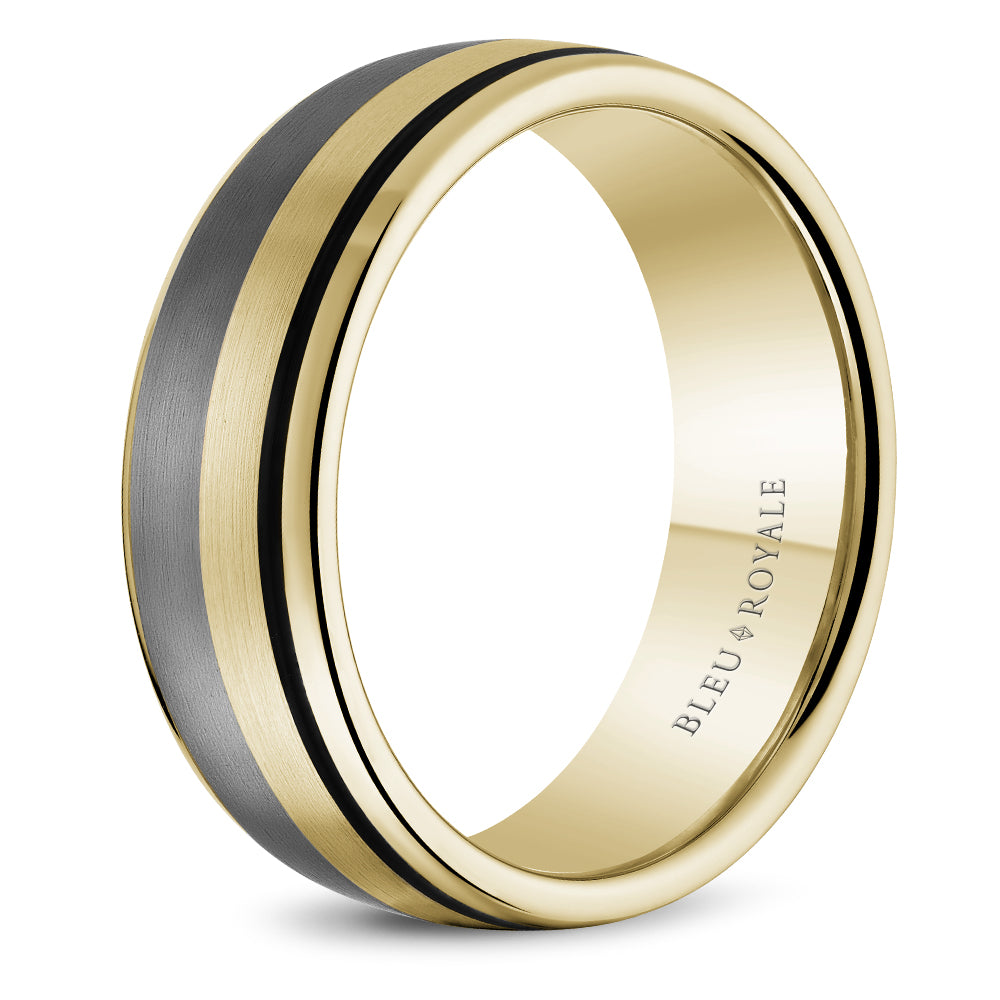 Bleu Royale Wedding Band 7.50mm 18k/Tantalum/Enamel