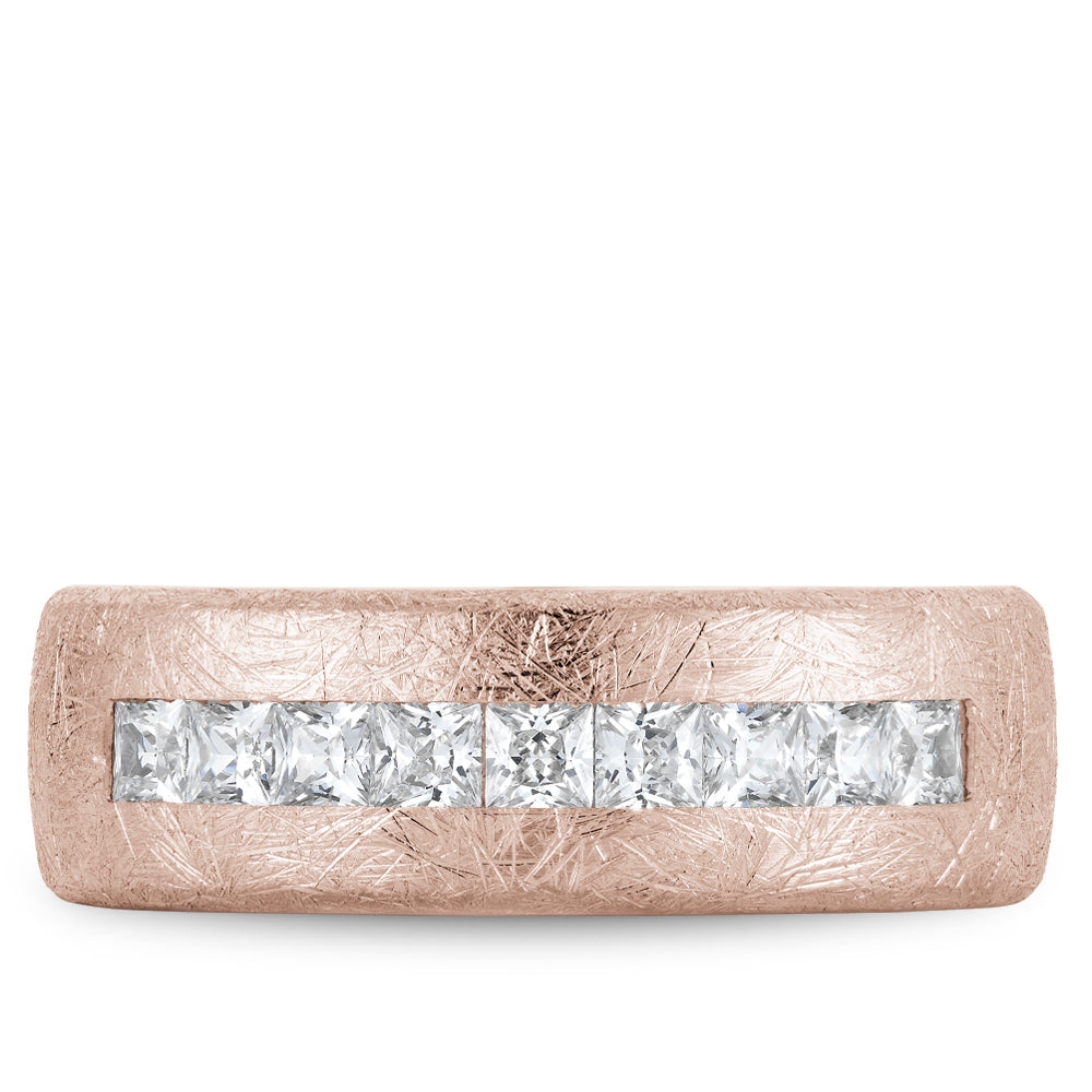 Bleu Royale Wedding Band 7.50mm Rose and White 18k Gold With 9 PR TCW 0.9ct