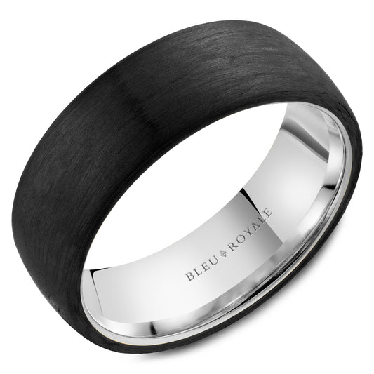 Bleu Royale Distinct Wedding Band 7.50mm Platinum 950 & Forged Carbon Fiber