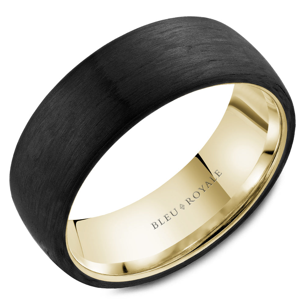 Bleu Royale Distinct Wedding Band 7.50mm 14k & Forged Carbon Fiber