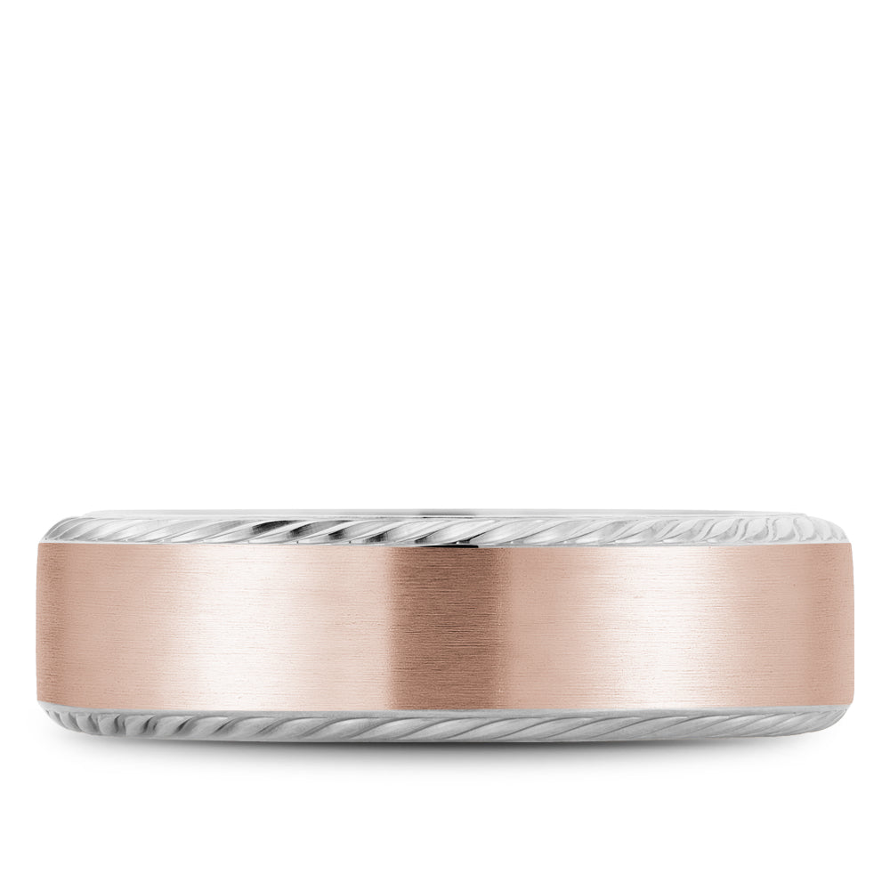 Bleu Royale Legacy Wedding Band 6.50mm Rose and White 14k Gold
