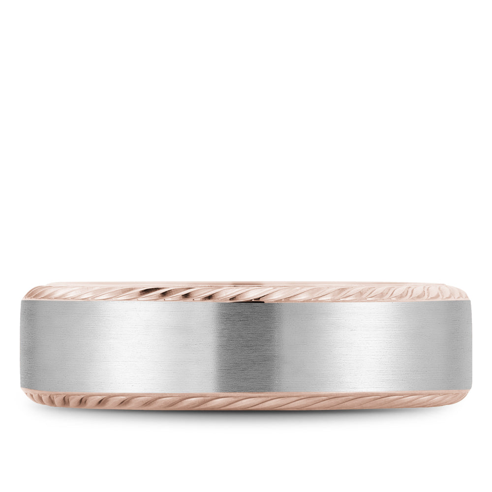 Bleu Royale Legacy Wedding Band 6.50mm White and Rose 14k Gold
