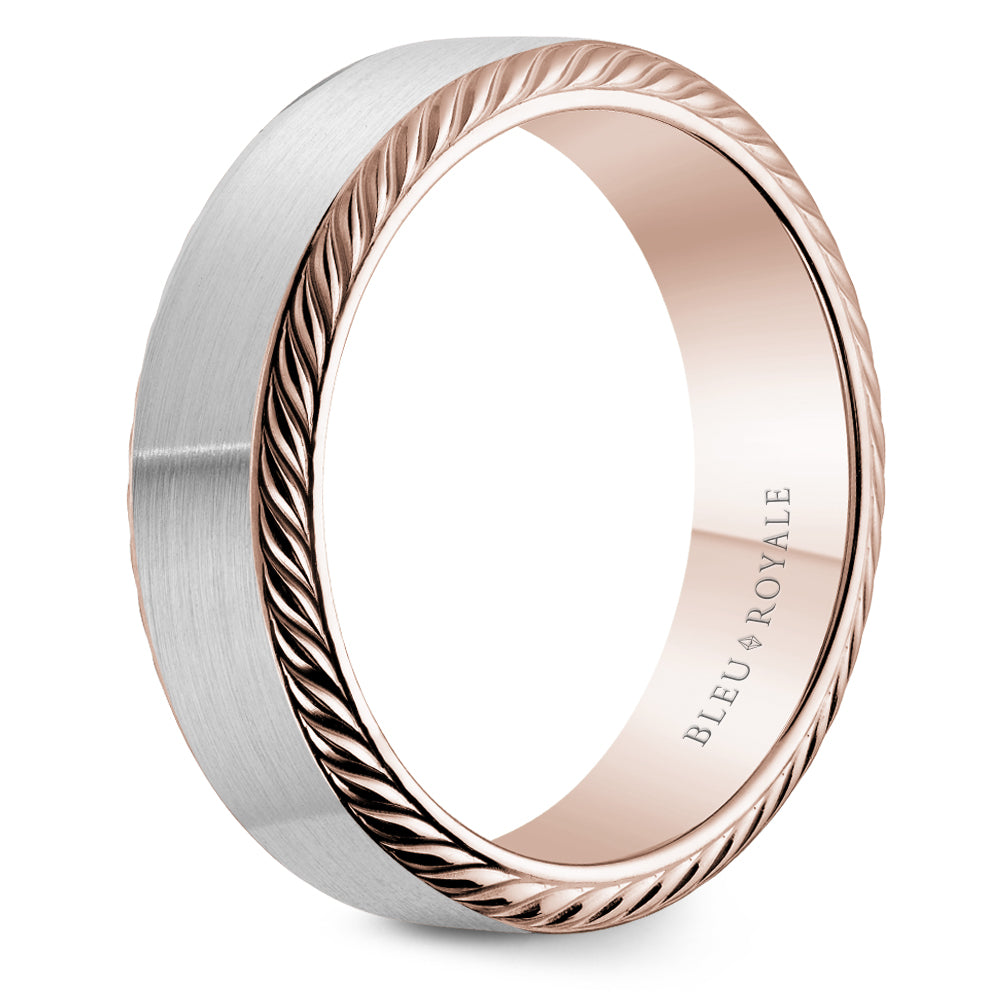 Bleu Royale Legacy Wedding Band 6.50mm White and Rose 18k Gold