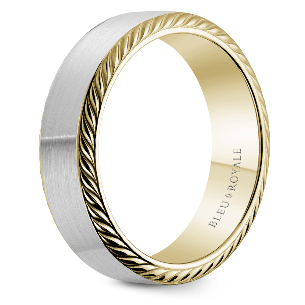Bleu Royale Legacy Wedding Band 6.50mm White and Yellow 14k Gold