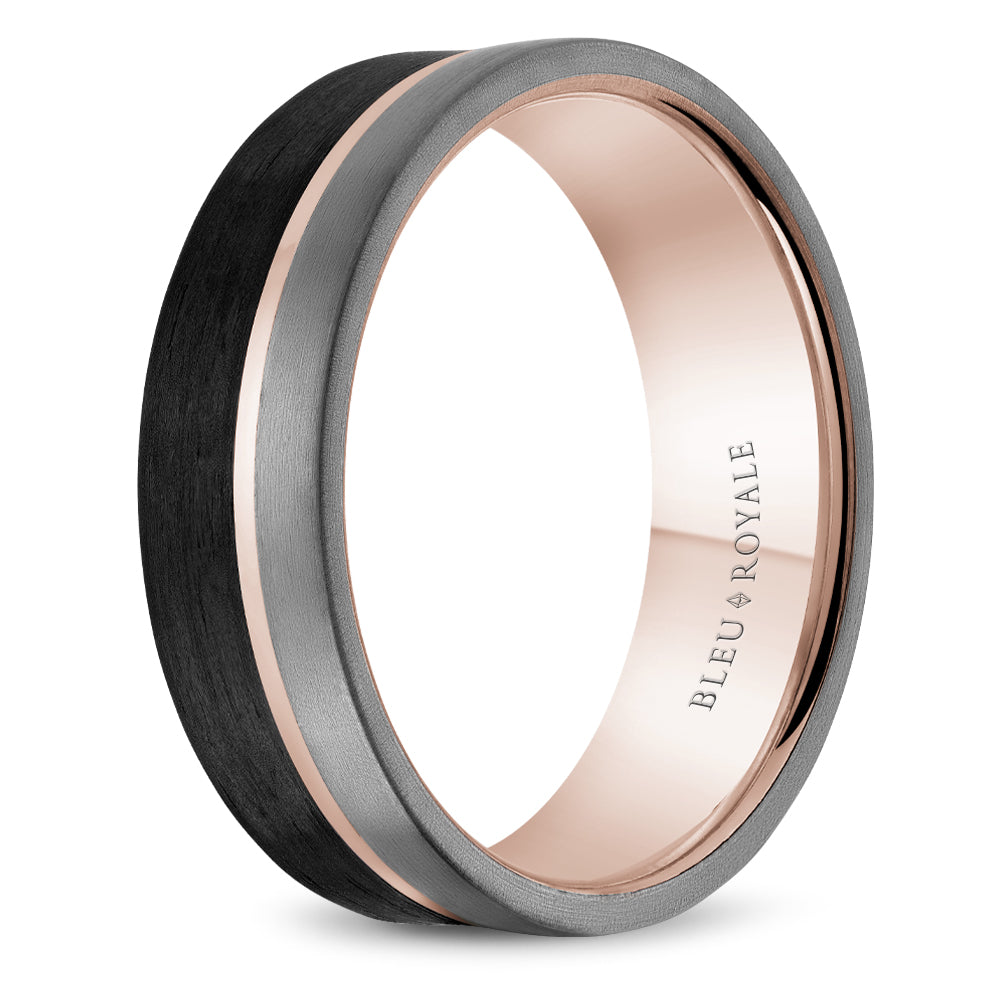 Bleu Royale Wedding Band 7.50mm 14k/Forged Carbon Fiber/Tantalum