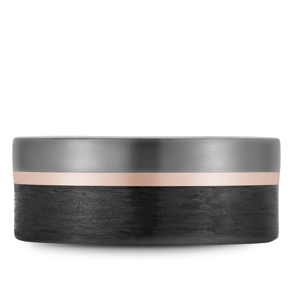 Bleu Royale Wedding Band 9.00mm 14k/Forged Carbon Fiber/Tantalum