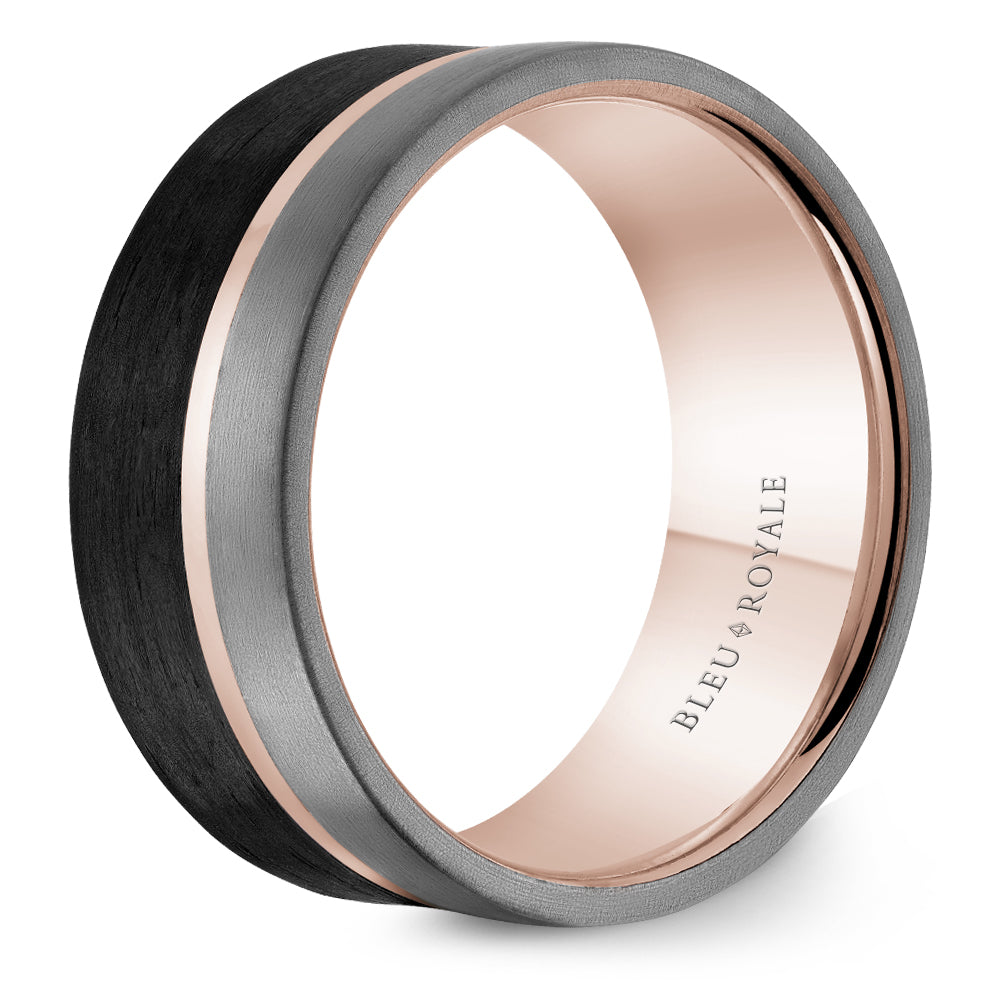 Bleu Royale Wedding Band 9.00mm 18k/Forged Carbon Fiber/Tantalum