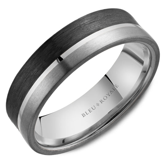 Bleu Royale Wedding Band 7.50mm 18k/Forged Carbon Fiber/Tantalum