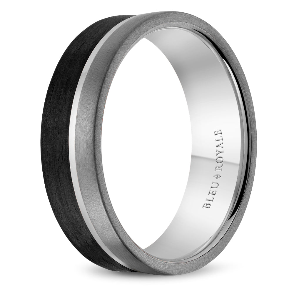 Bleu Royale Wedding Band 7.50mm 18k/Forged Carbon Fiber/Tantalum