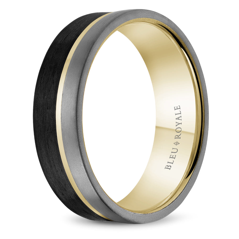 Bleu Royale Wedding Band 7.50mm 18k/Forged Carbon Fiber/Tantalum
