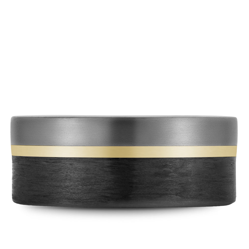 Bleu Royale Wedding Band 9.00mm 18k/Forged Carbon Fiber/Tantalum