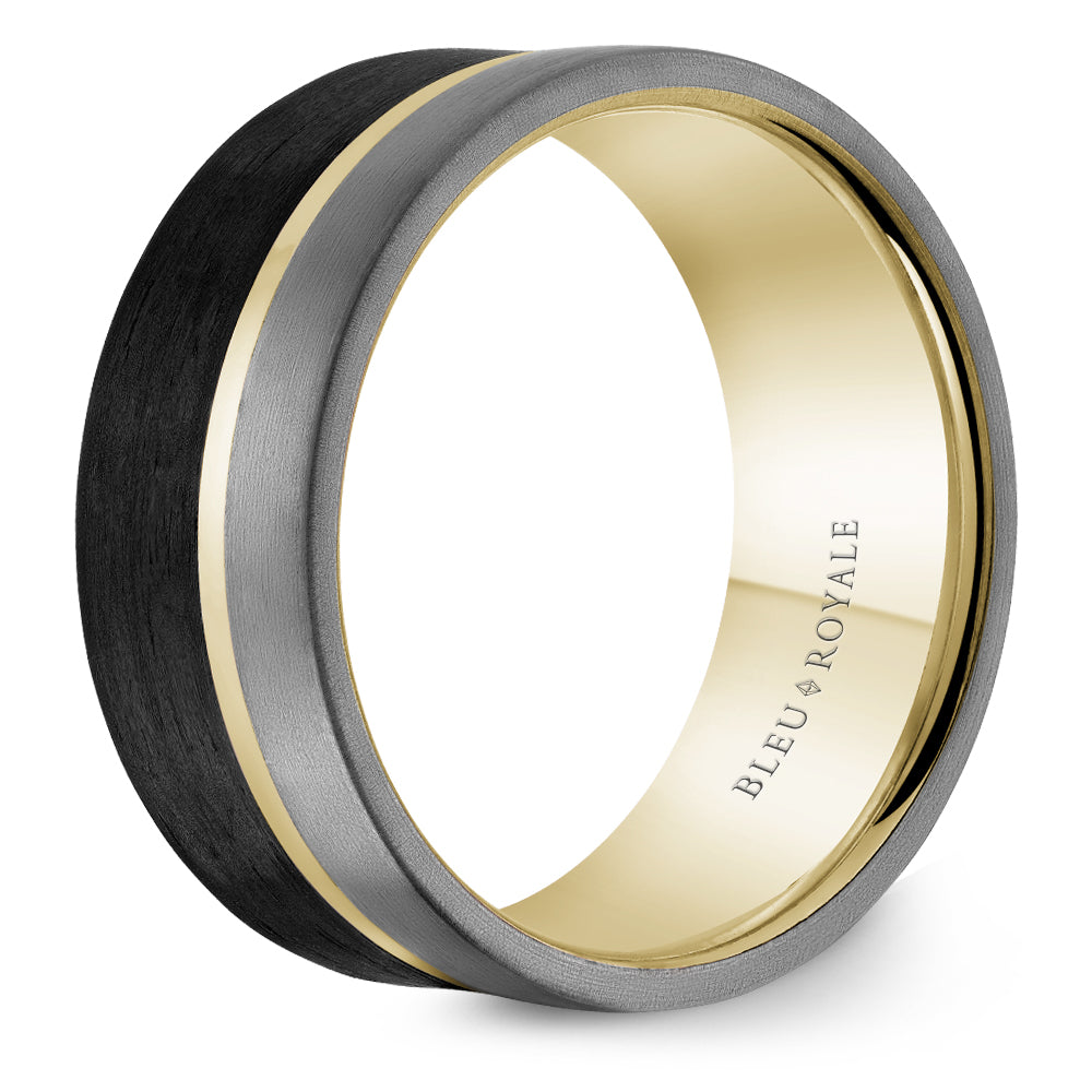 Bleu Royale Wedding Band 9.00mm 18k/Forged Carbon Fiber/Tantalum