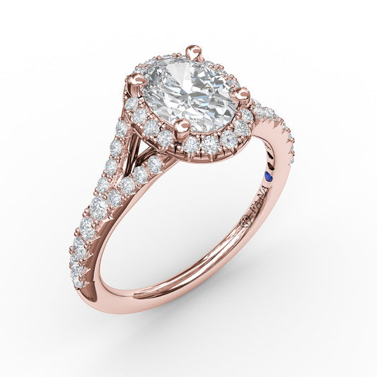 Fana Classic Diamond Halo Engagement Ring with a Subtle Split Band