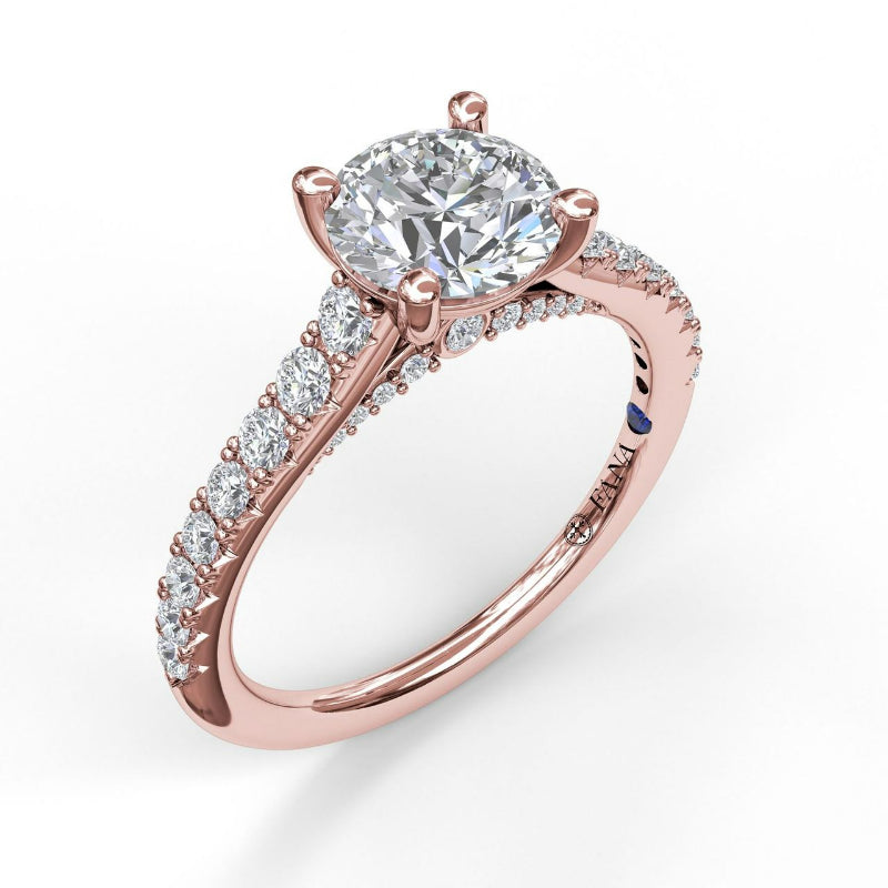 Fana Delicate Classic Engagement Ring with Delicate Side Detail