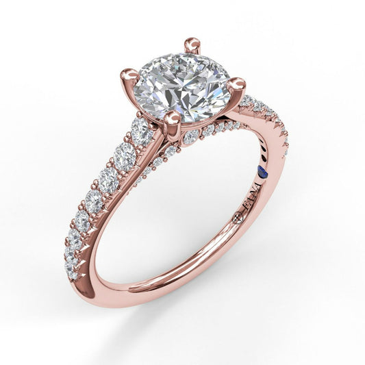 Fana Delicate Classic Engagement Ring with Delicate Side Detail