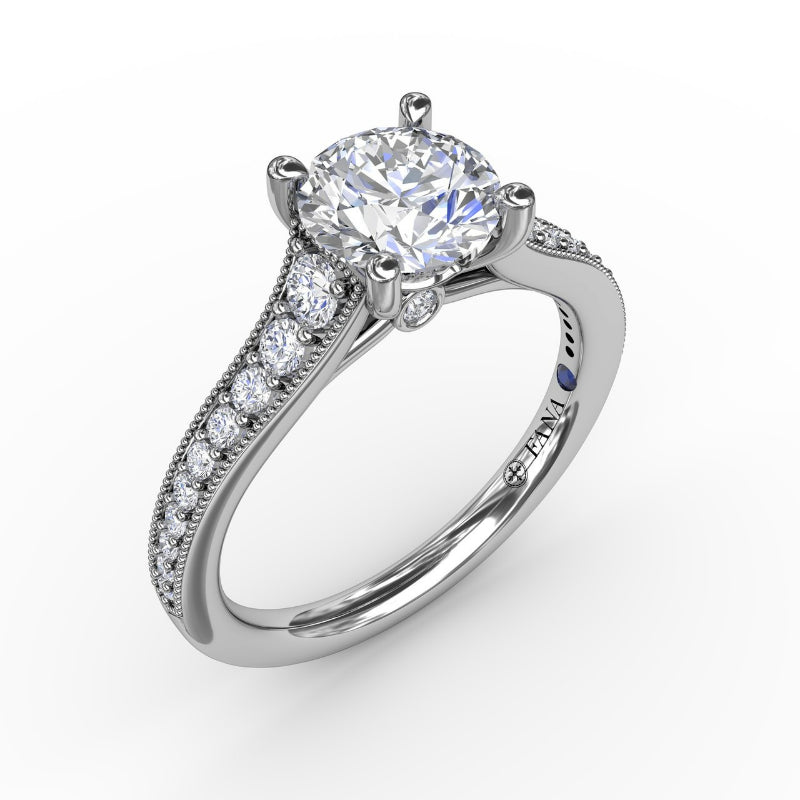 Fana Classic Round Diamond Solitaire Engagement Ring With Milgrain Edge