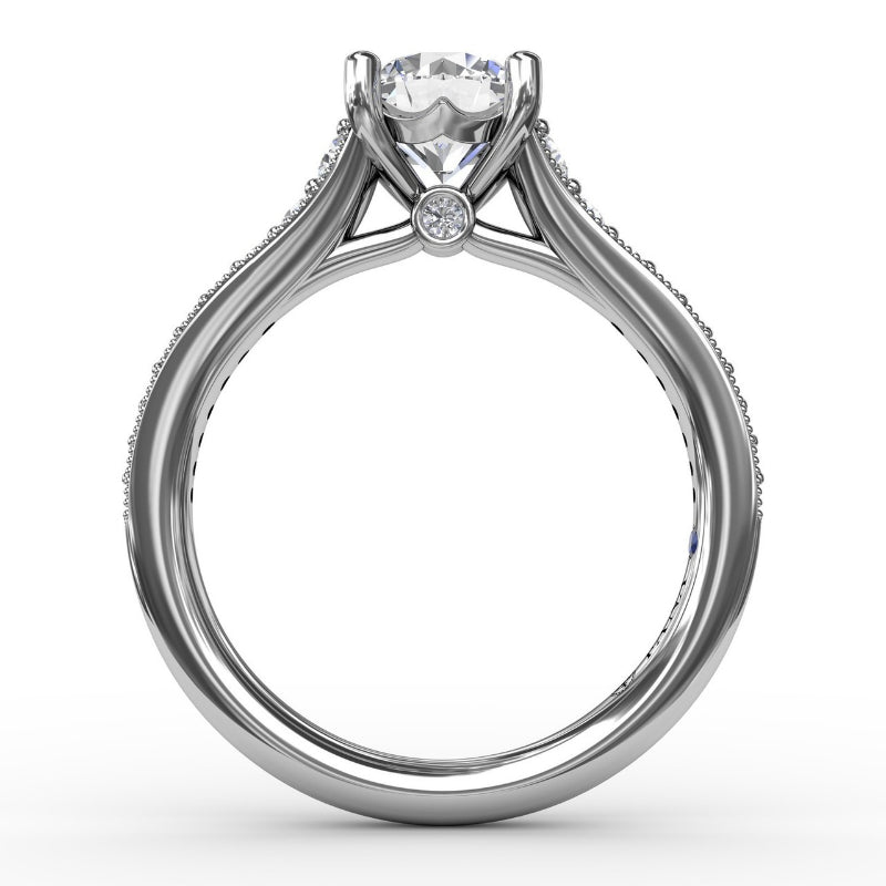 Fana Classic Round Diamond Solitaire Engagement Ring With Milgrain Edge