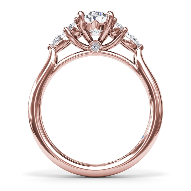 Fana Pear Side Cluster Diamond Engagement Ring