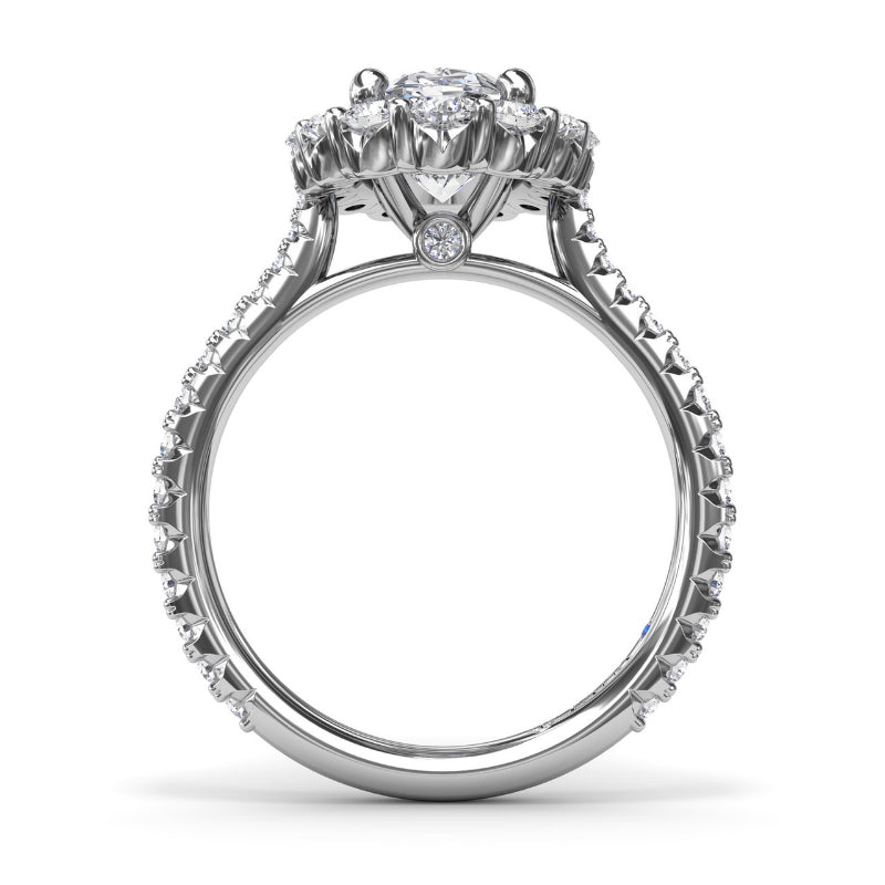 Fana Floral Halo Diamond Engagement Ring