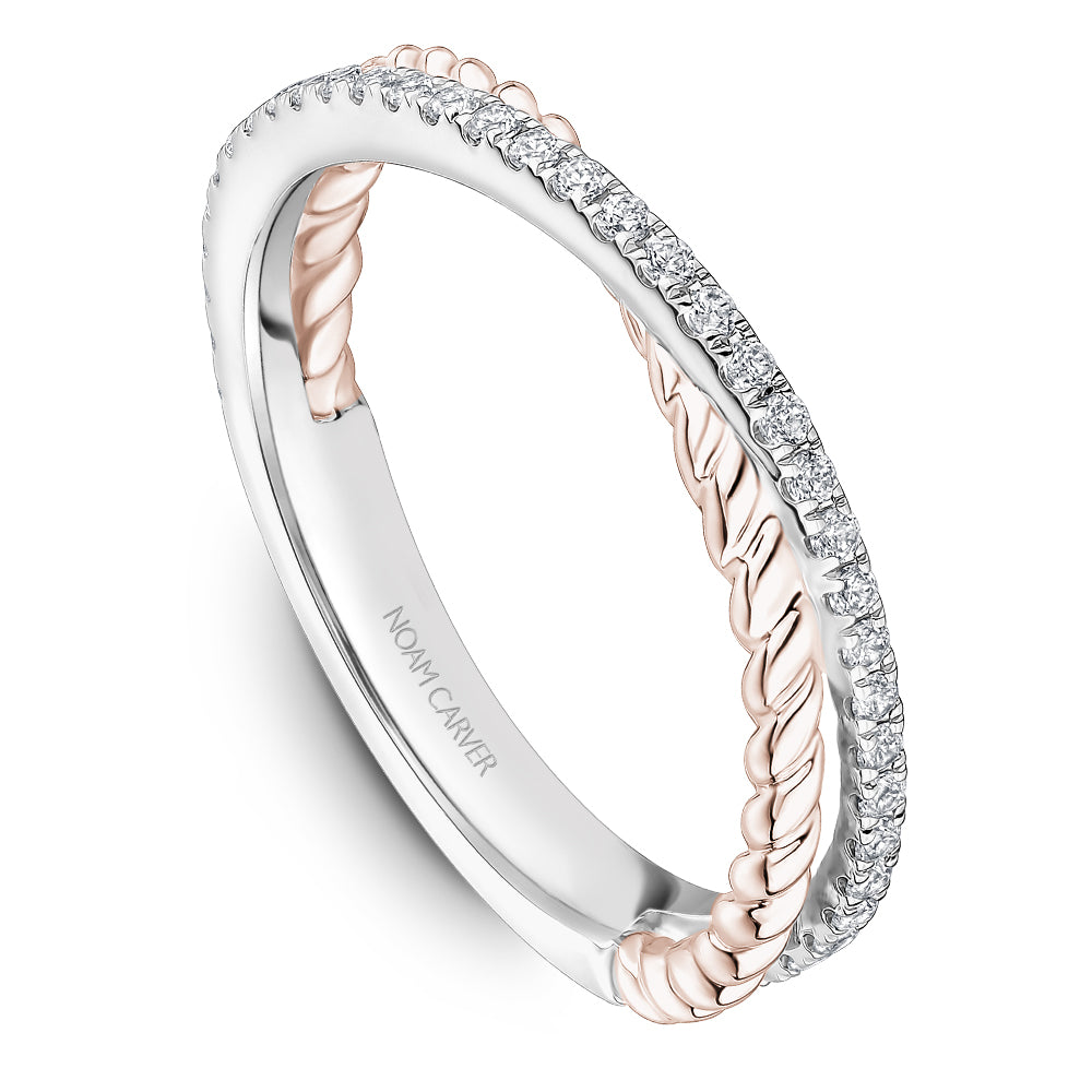 Noam Carver Stackable White & Rose 14k Gold With 37 RD TCW 0.22ct