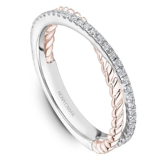 Noam Carver Stackable White & Rose 14k Gold With 37 RD TCW 0.22ct