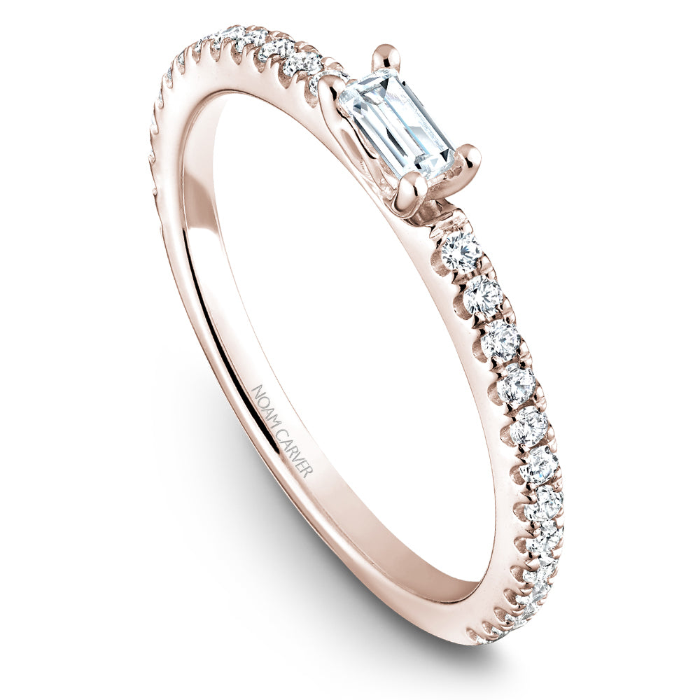 Noam Carver Stackable Rose 14k Gold With 26 RD TCW 0.230ct And 1 BAG TCW 0.080ct