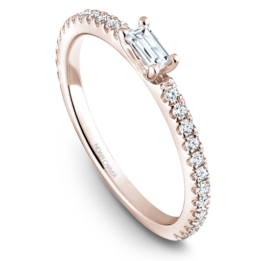 Noam Carver Stackable Rose 14k Gold With 26 RD TCW 0.230ct And 1 BAG TCW 0.080ct