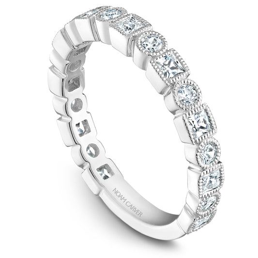 Noam Carver Stackable White 14k Gold With 10 PR TCW 0.50ct And 9 RD TCW 0.310ct