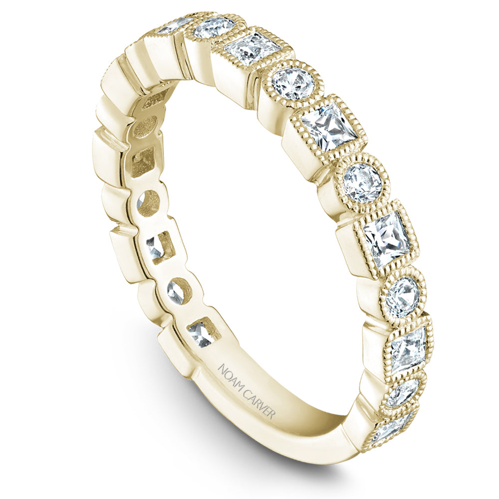 Noam Carver Stackable Yellow 18k Gold With 10 PR TCW 0.50ct And 9 RD TCW 0.310ct