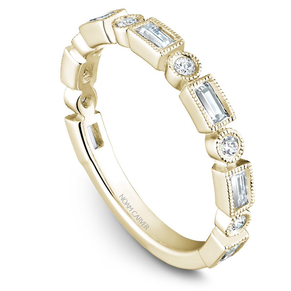 Noam Carver Stackable Yellow 14k Gold With 6 RD TCW 0.080ct And 7 BAG TCW 0.350ct