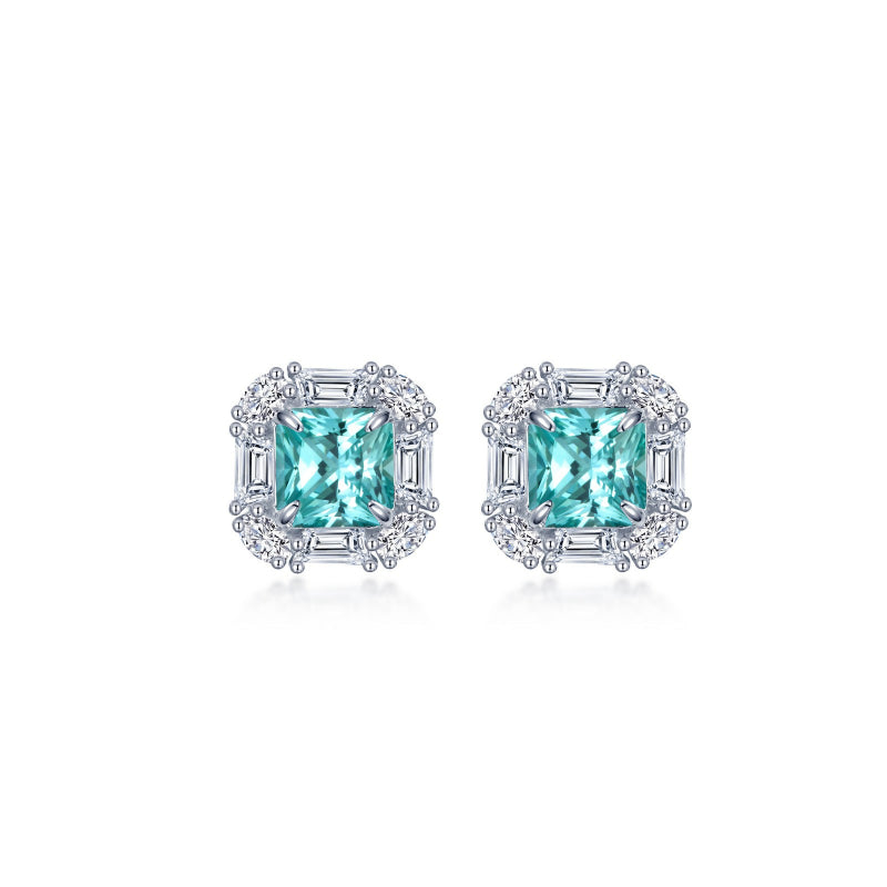 Lafonn Fancy Lab-Grown Sapphire Halo Stud Earrings