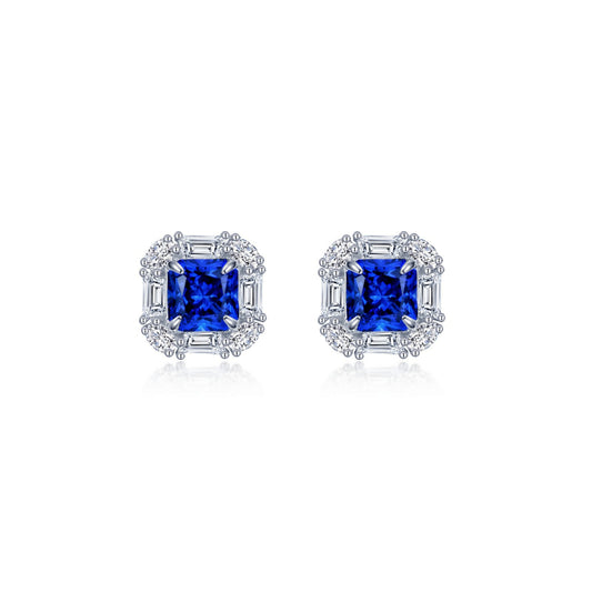 Lafonn Fancy Lab-Grown Sapphire Halo Stud Earrings