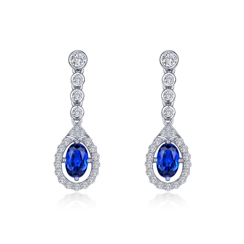 Lafonn Fancy Lab-Grown Sapphire Halo Drop Earrings