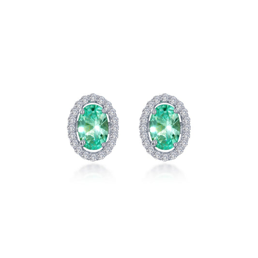 Lafonn Fancy Lab-Grown Sapphire Halo Stud Earrings