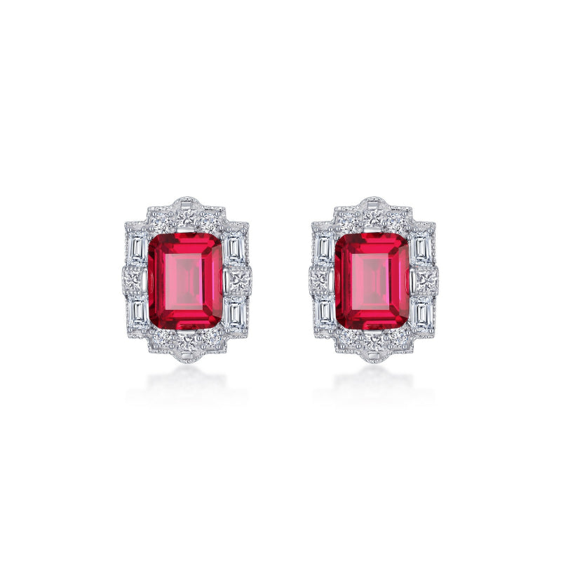 Lafonn Fancy Lab-Grown Sapphire Halo Stud Earrings
