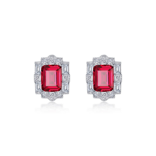 Lafonn Fancy Lab-Grown Sapphire Halo Stud Earrings