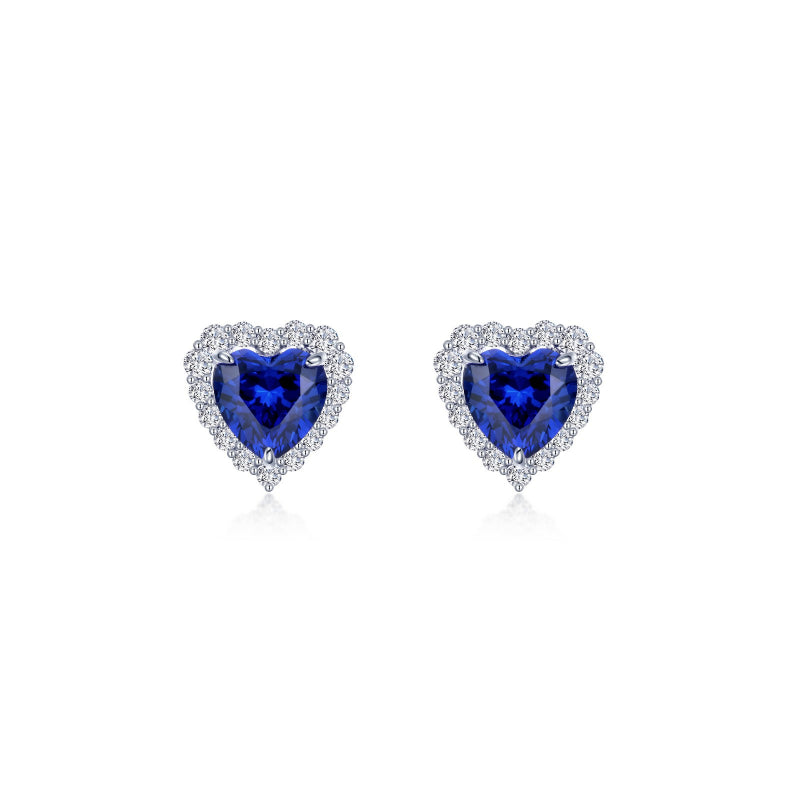 Lafonn Fancy Lab-Grown Sapphire Halo Heart Earrings